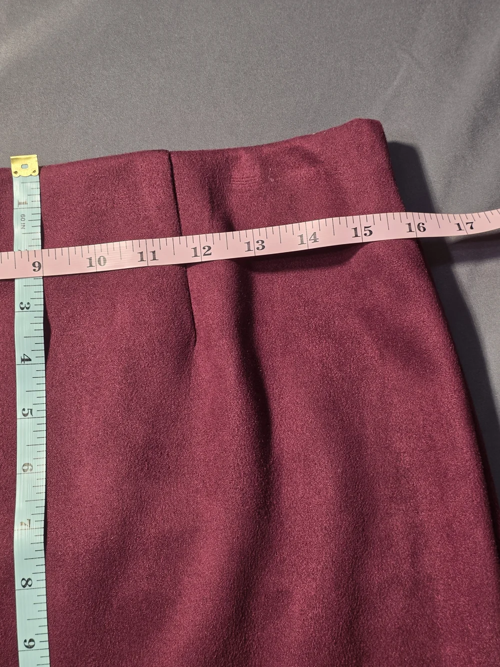 Messini Women's Burgundy Mermaid Flare Skirt – Size Med– Soft Stretch Faux Suade
